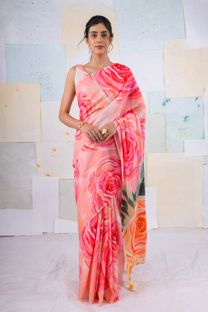 Plush bella rose saree