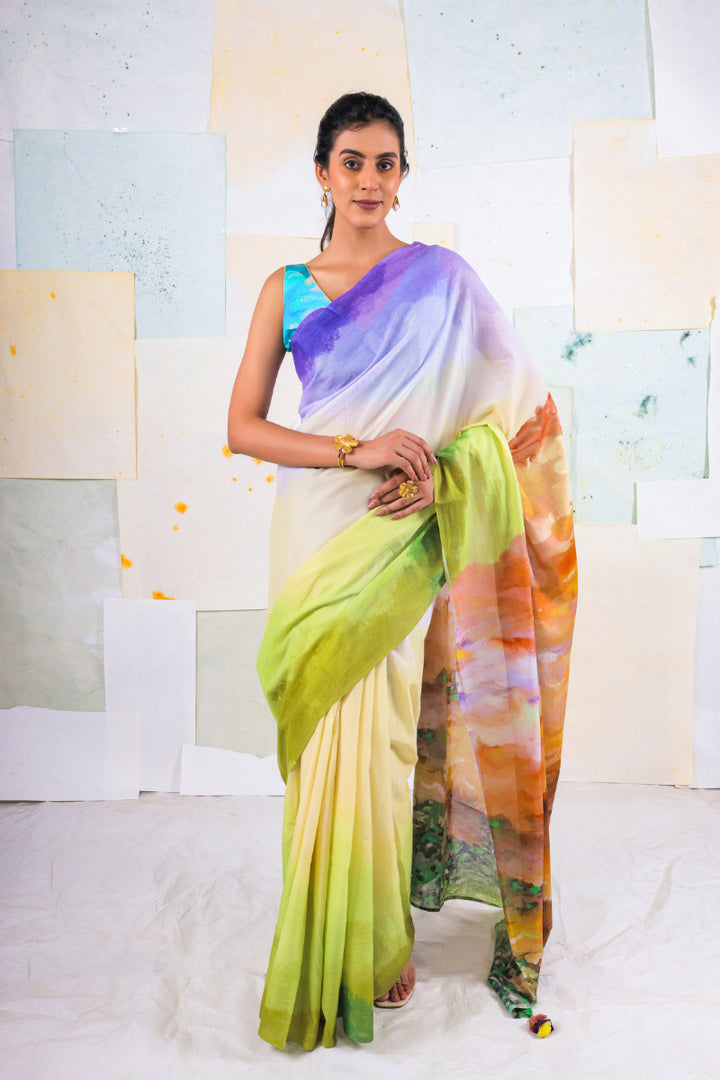 Lush buttercup saree