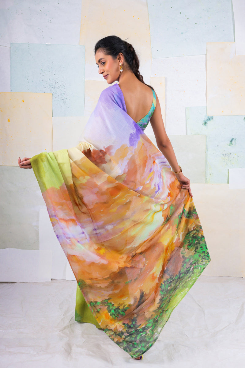 Lush buttercup saree