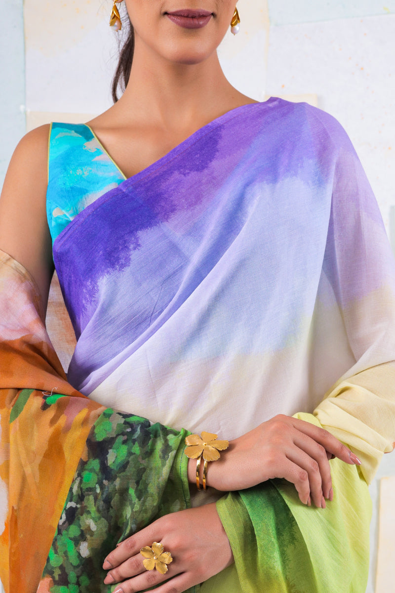 Lush buttercup saree