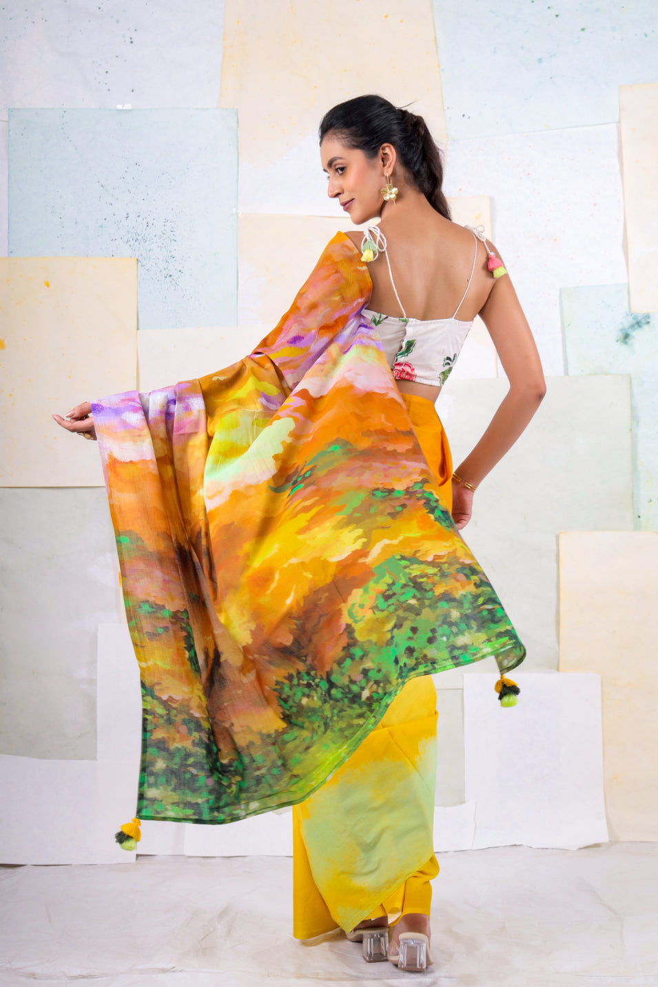 Alphansoe butterscape saree