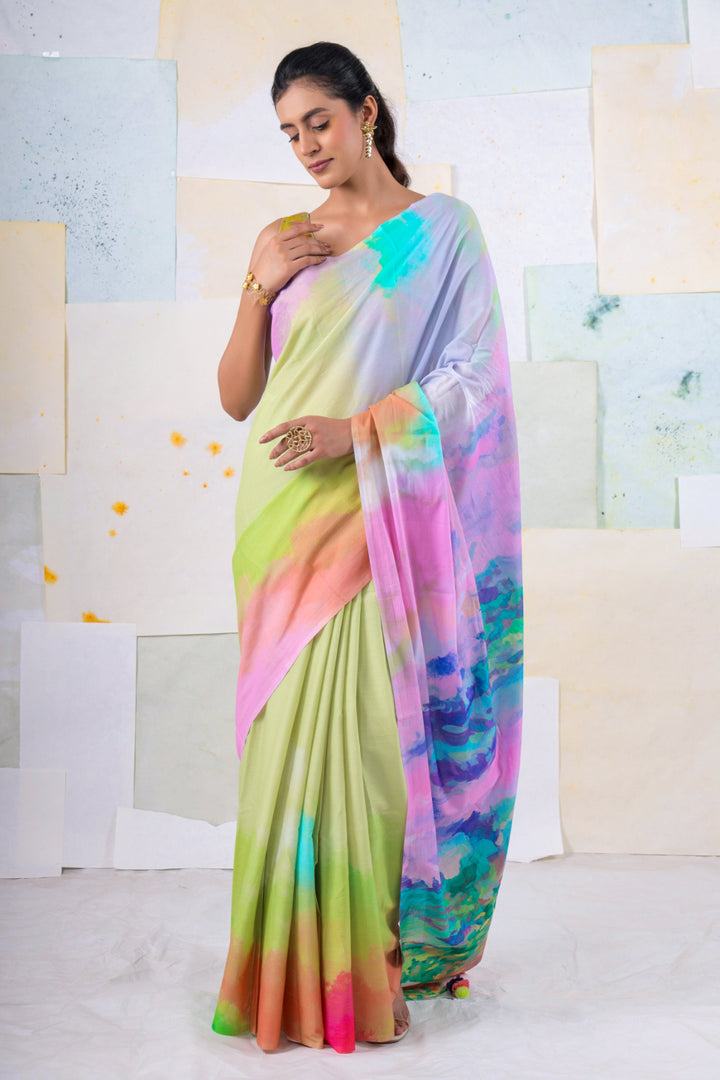 Pistaccio scape saree