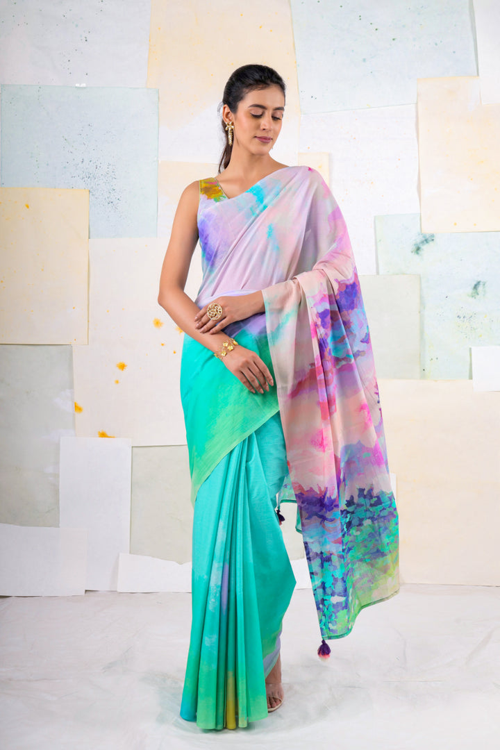 Aqua Gardenia saree