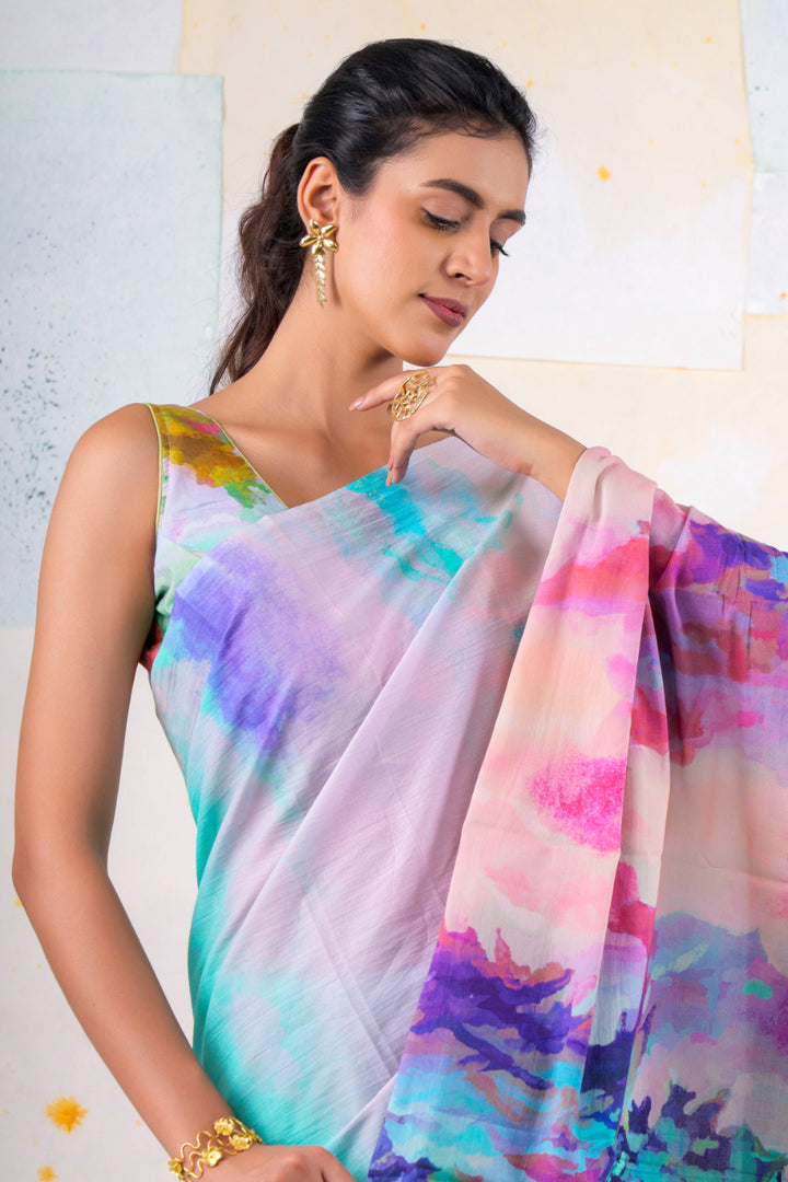 Aqua Gardenia saree