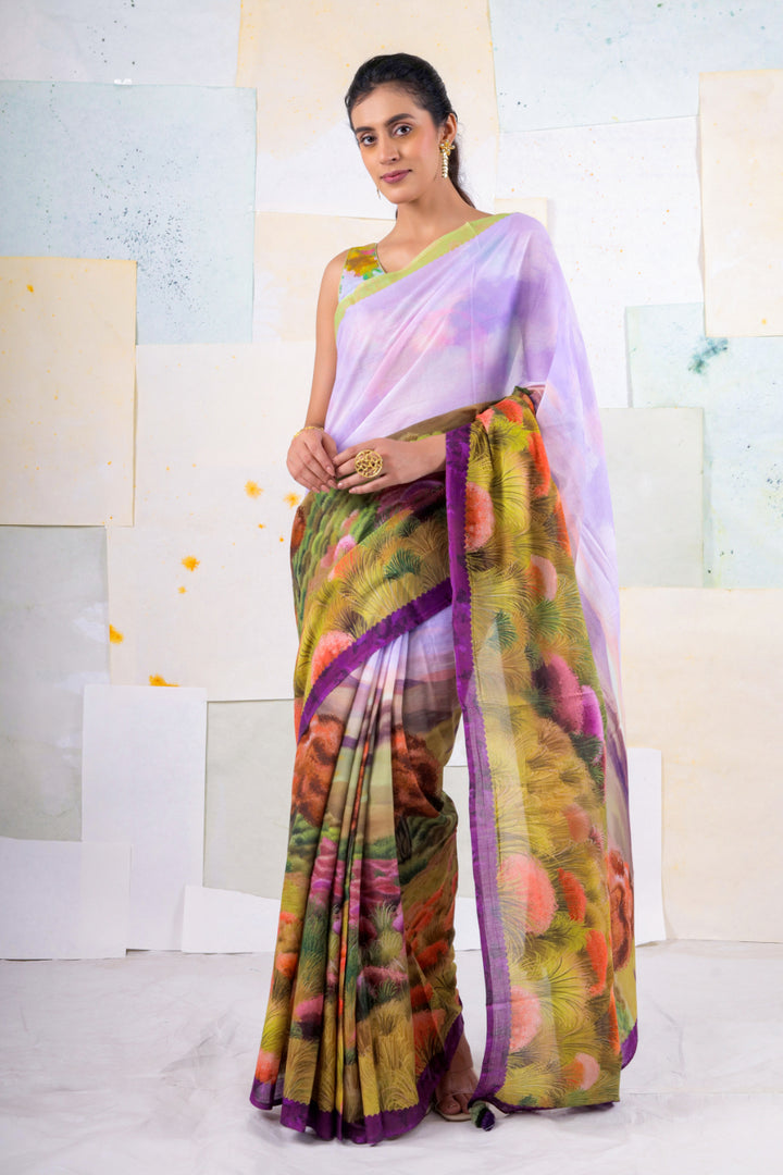 Soft wood sacpe saree