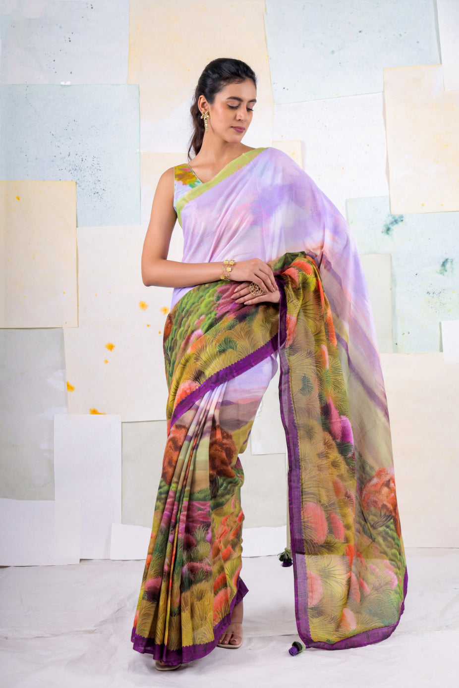 Soft wood sacpe saree