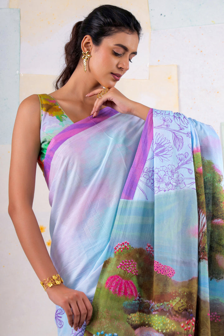 Blue wash Belladonna saree