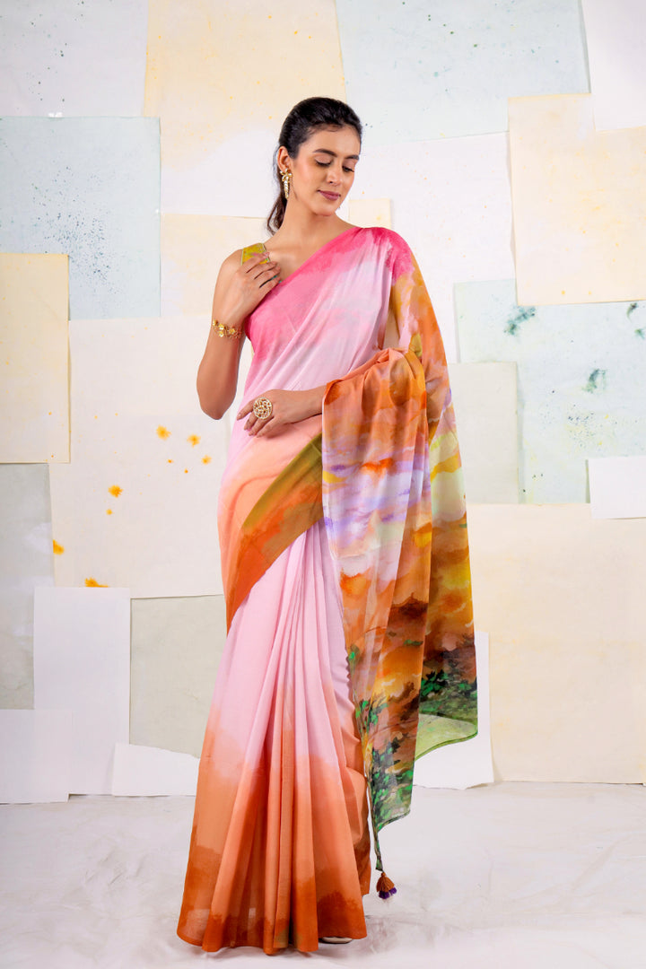 Butterscotch scape saree