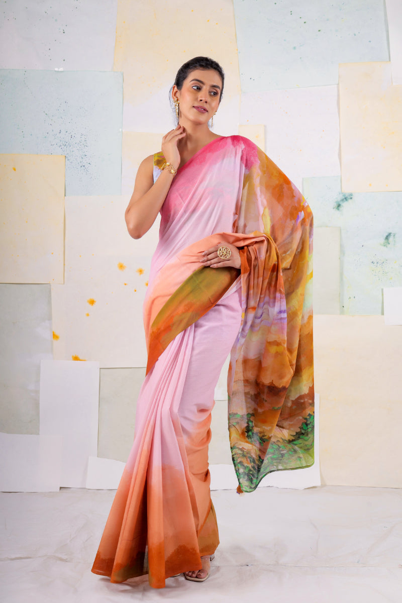 Butterscotch scape saree