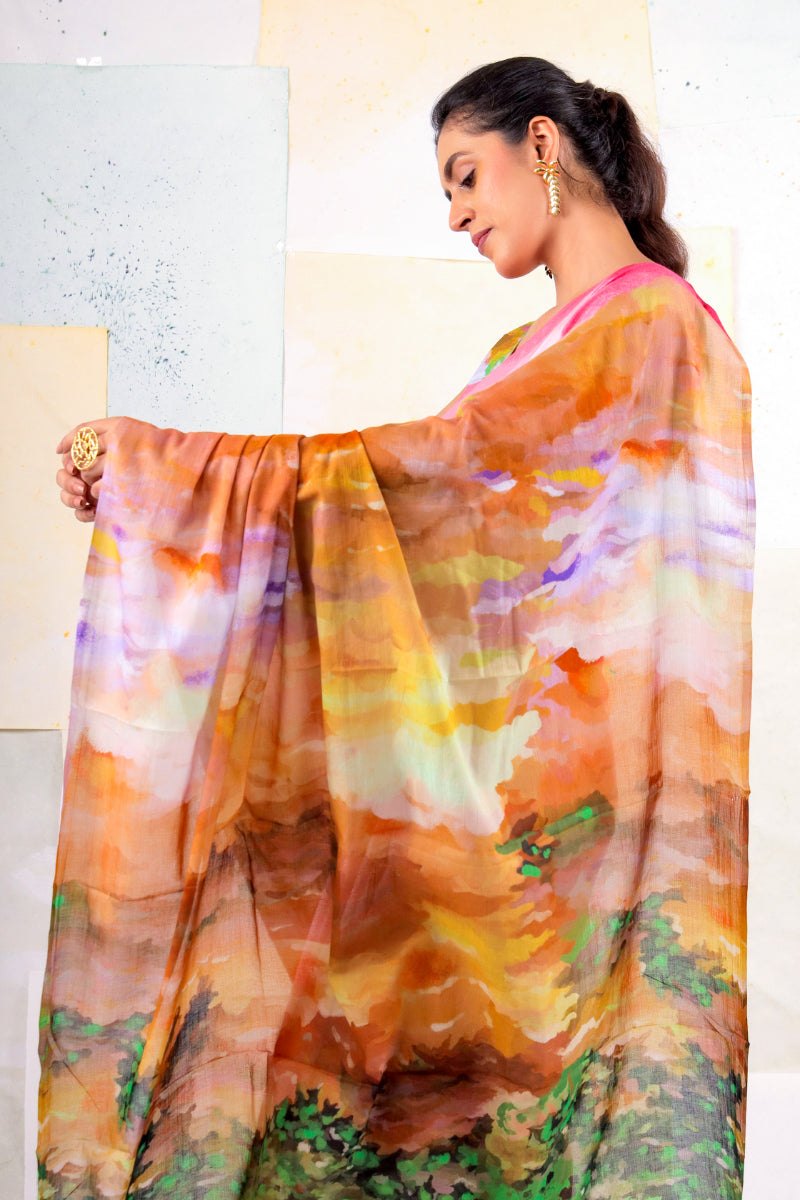 Butterscotch scape saree