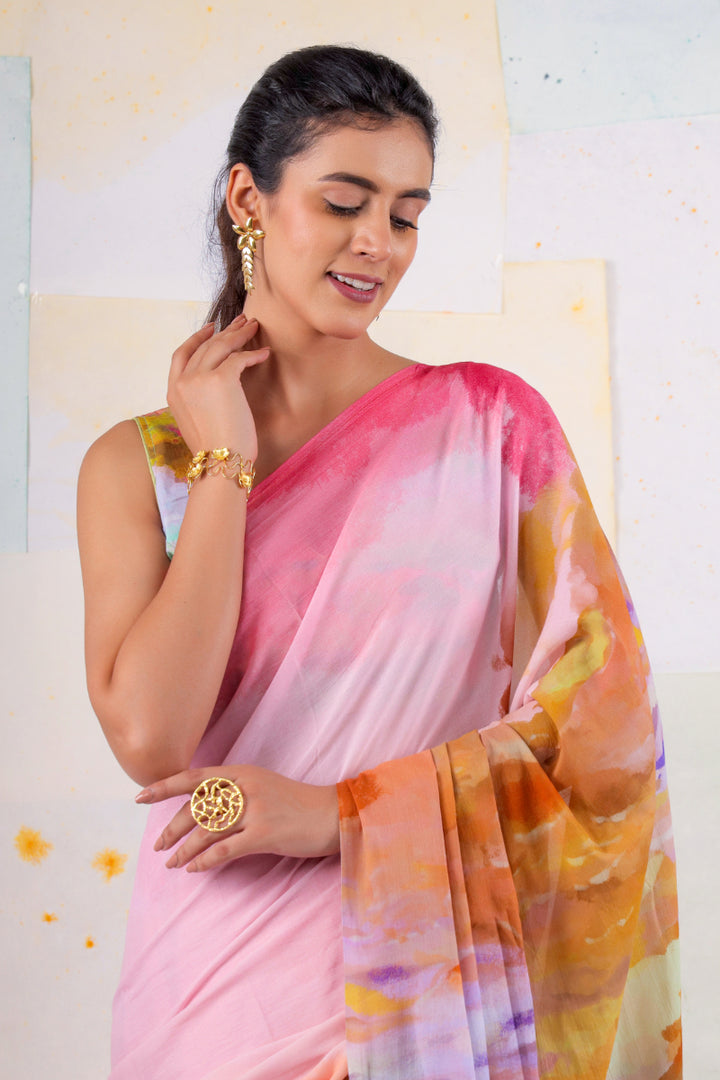 Butterscotch scape saree