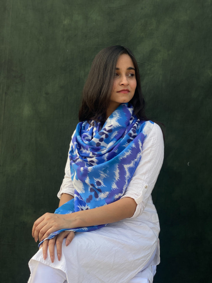 Buta Buti Ikat Printed Cotton Stole