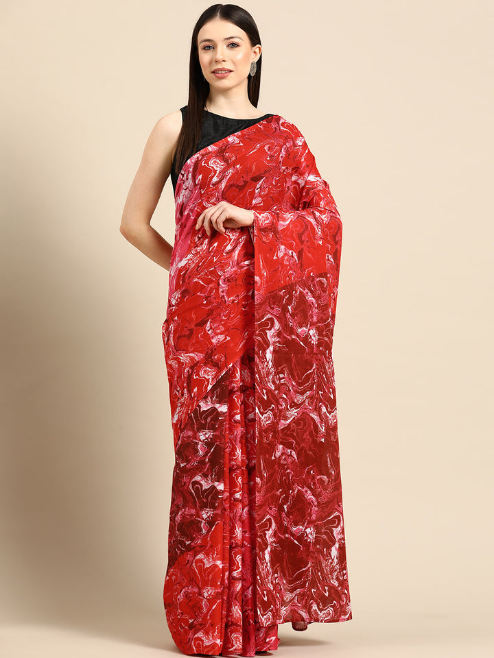 Buta Buti Maroon Colour Abstract  Printed Pure Cotton Saree With Unstitched Blouse