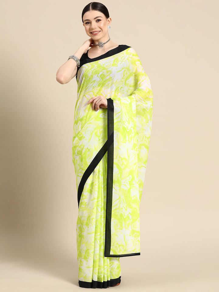 Buta Buti Green Colour Abstract  Printed Pure Cotton Saree With Unstitched Blouse