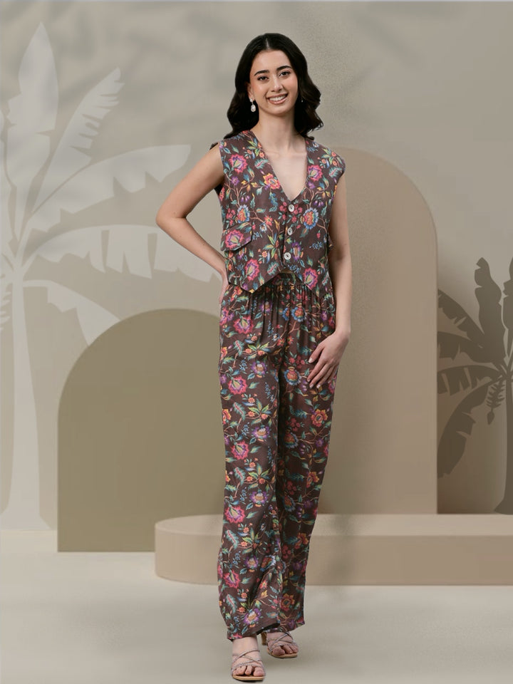 Gul - Jal Printed Short Tailored Waistcoat Coordset