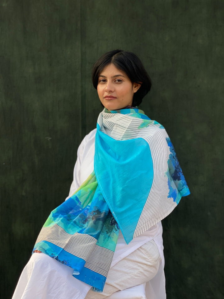 Buta Buti Abstract Art Printed Cotton Scarf