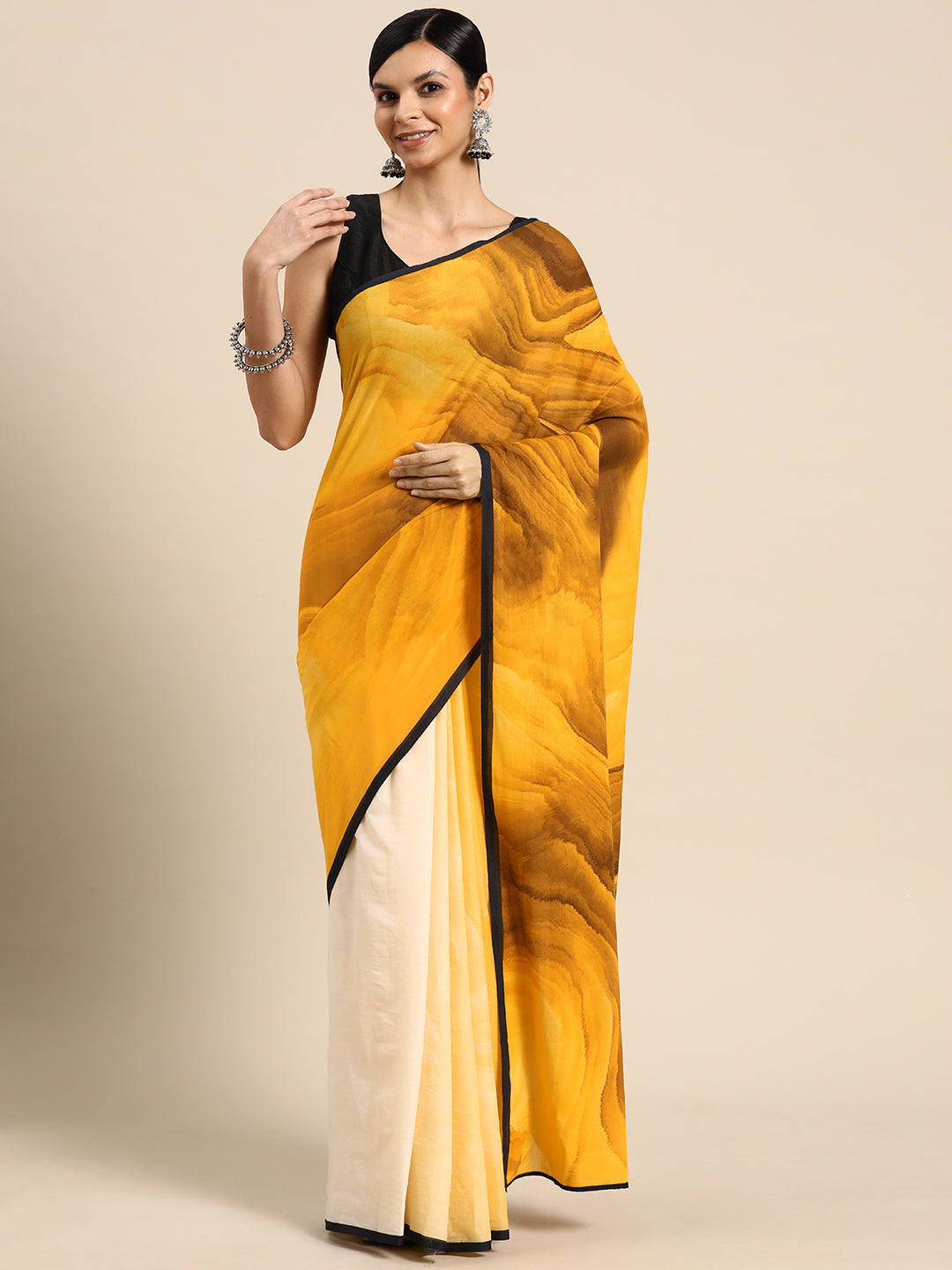 Buta Buti Yellow Colour Abstract Printed Pure cotton Saree With Unstitched Blouse