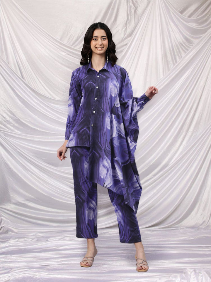 Psychedelic Printed Long Shirt Coordset