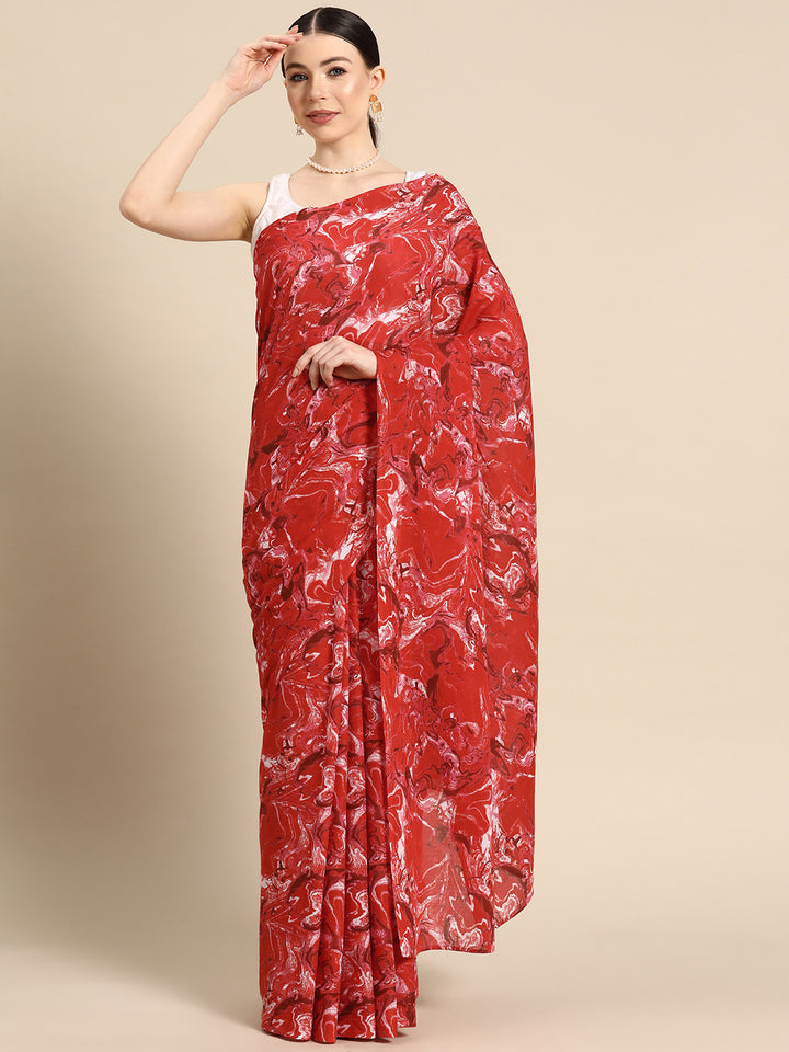 Buta Buti Maroon Colour Abstract  Printed Pure Cotton Saree With Unstitched Blouse