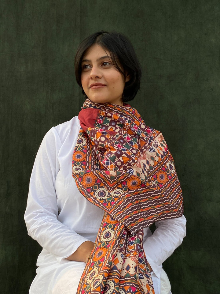 Buta Buti Ethnic Motif Printed Cotton Scarf