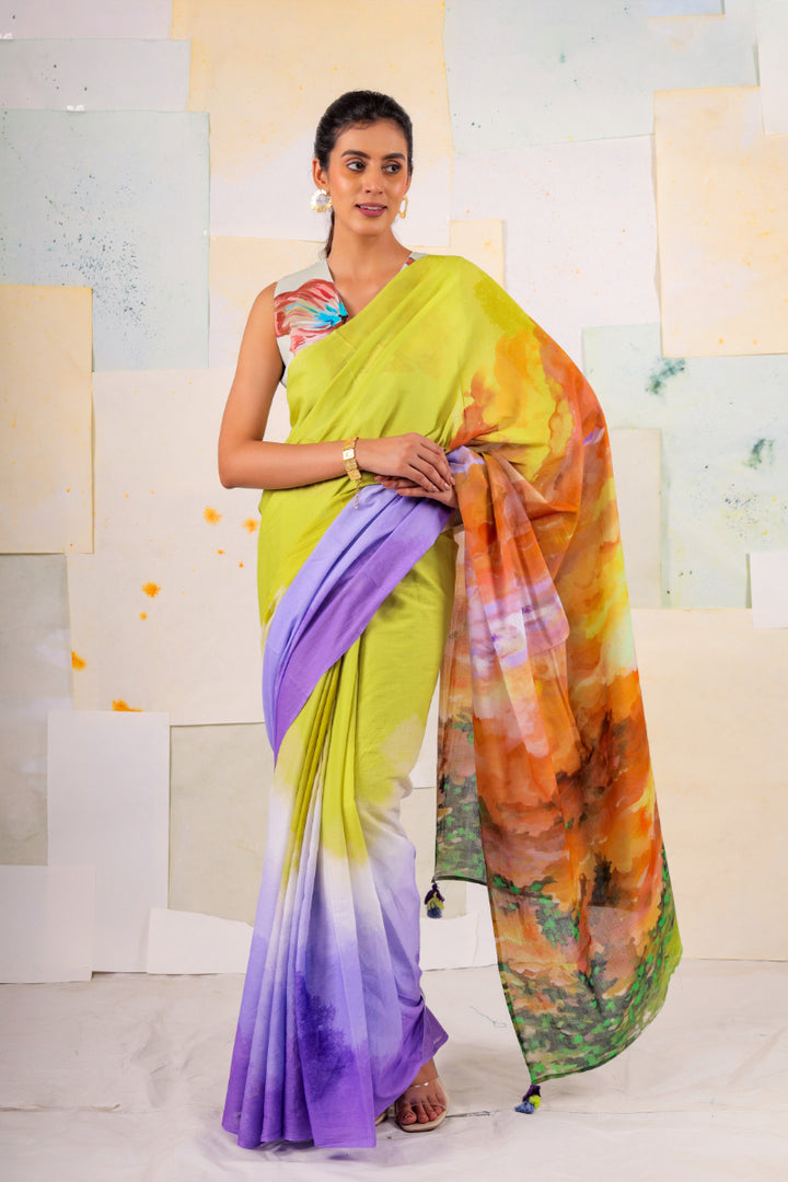 Lemon butterscape saree