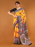 Buta Buti Multi Colour Abstract Printed Pure Cotton Saree With Unstitched Blouse And Lace