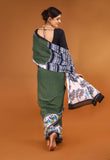 Buta Buti Green Colour Abstract Printed Pure Cotton Saree With Unstitched Blouse And Lace