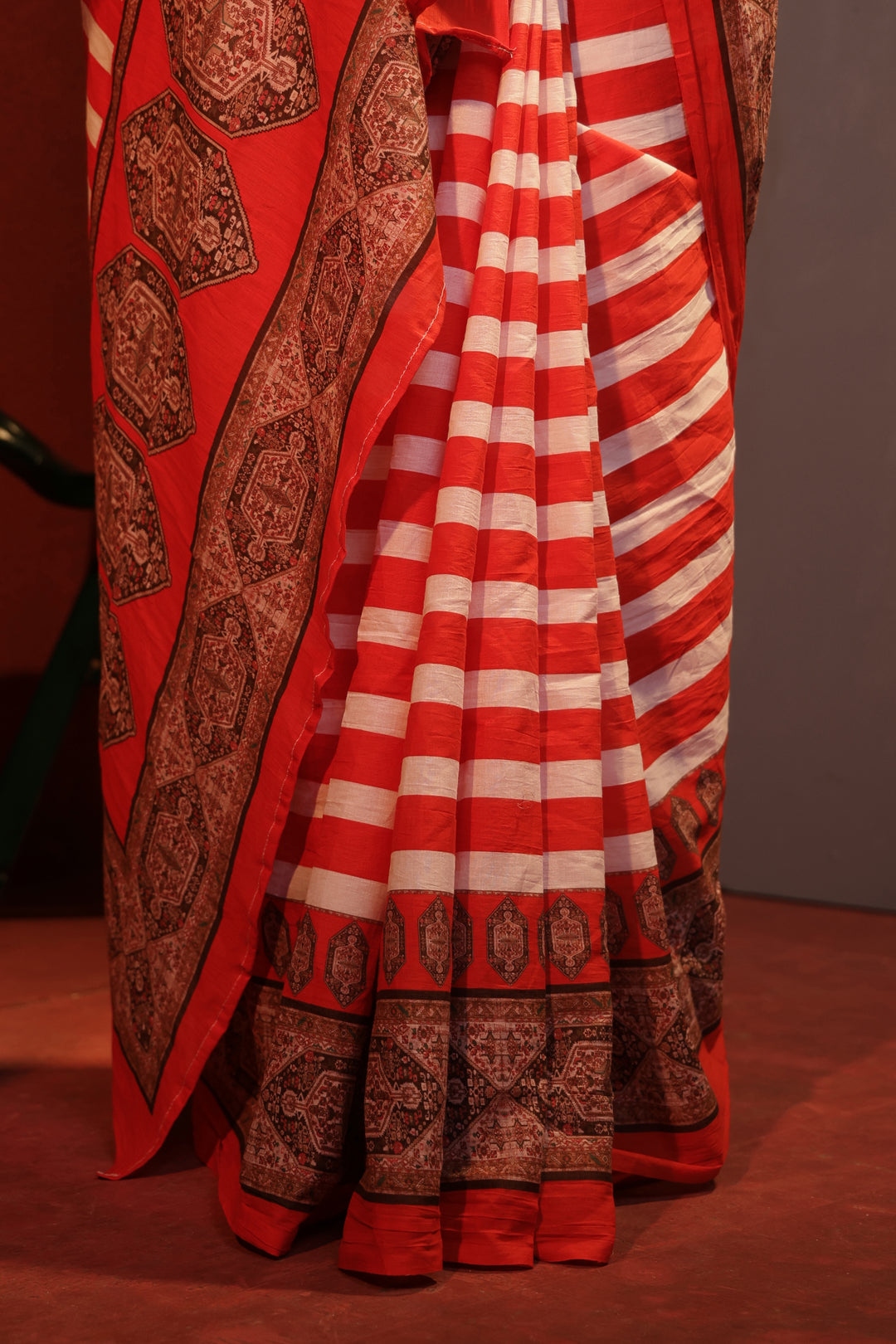 Red Zebra saree