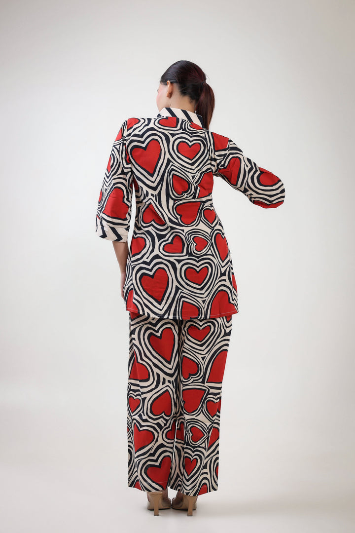 Red heart printed coordet