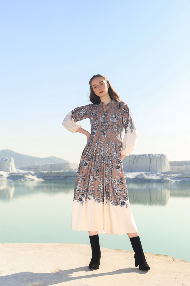 Cocoa floral tier Midi dress