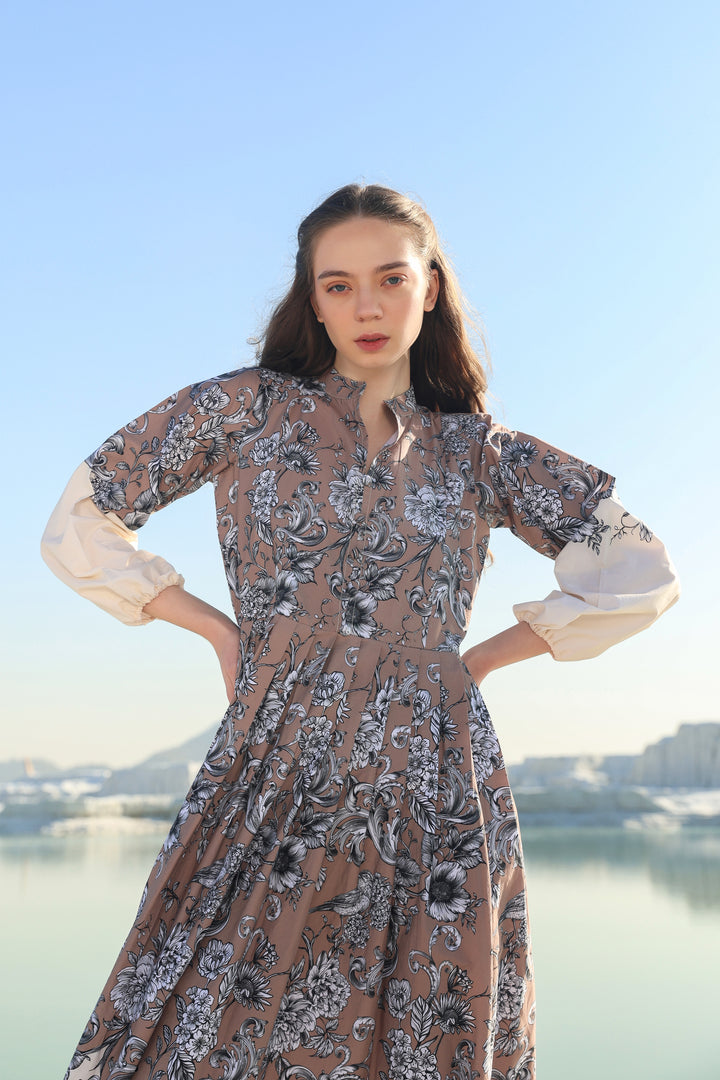 Cocoa floral tier Midi dress