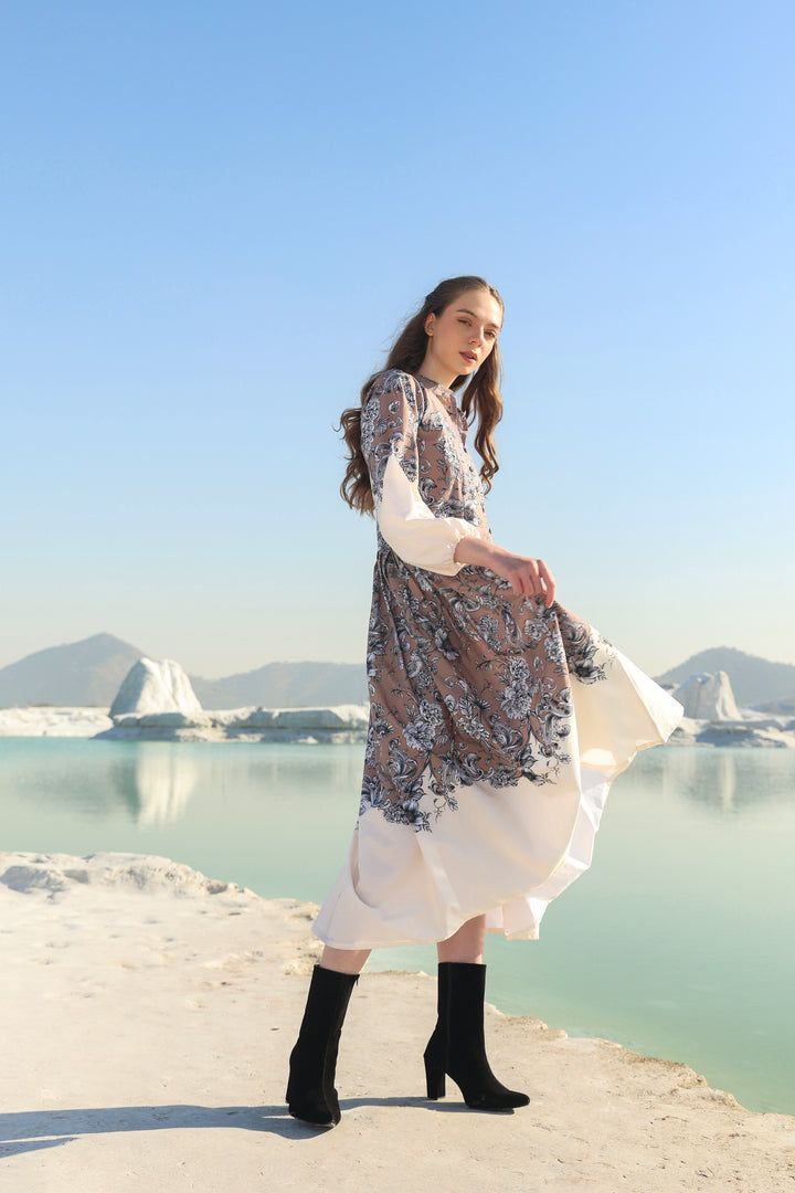 Cocoa floral tier Midi dress