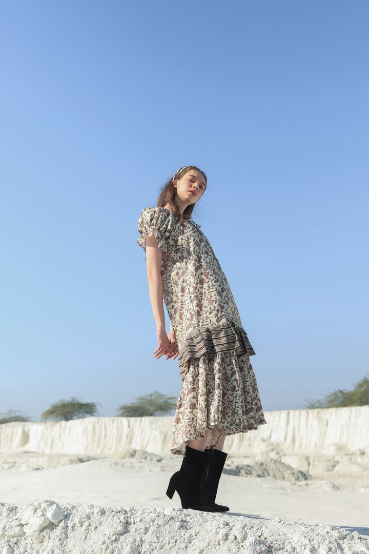 Delicate mocha tier Maxi dress