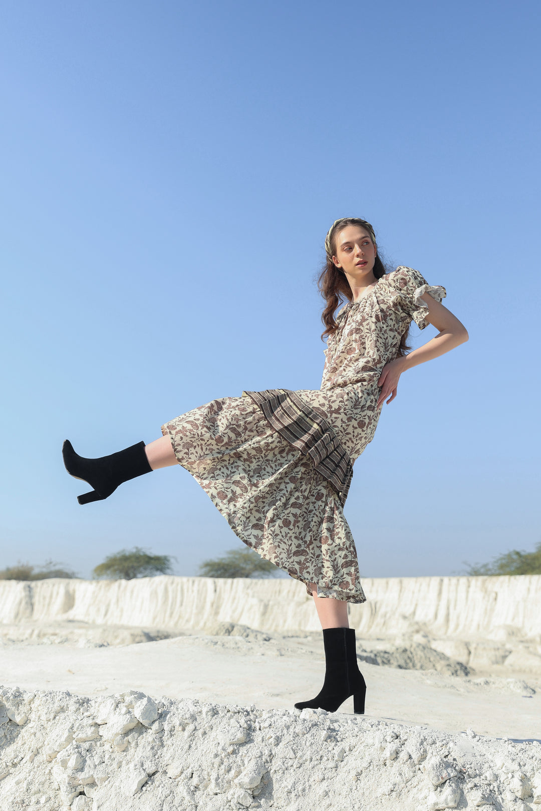 Delicate mocha tier Maxi dress
