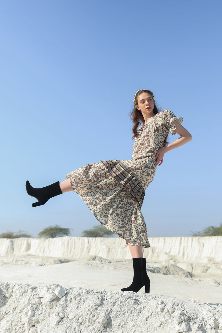 Delicate mocha tier Maxi dress