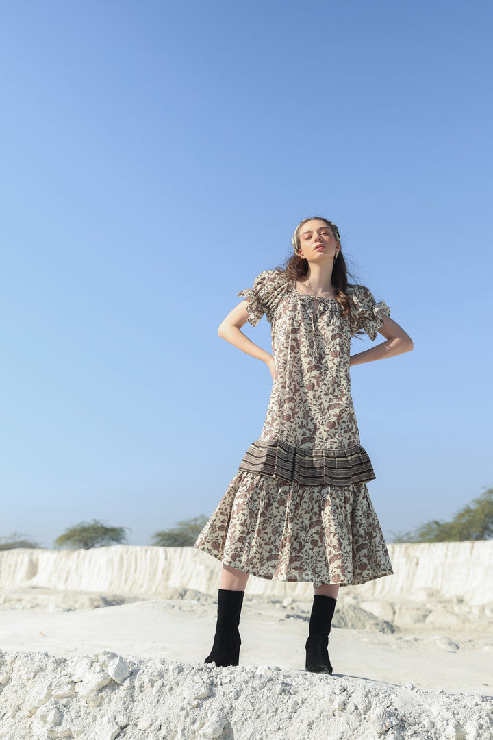 Delicate mocha tier Maxi dress