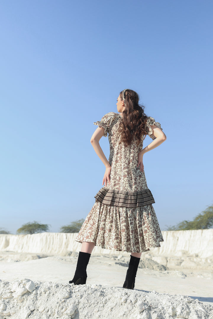 Delicate mocha tier Maxi dress