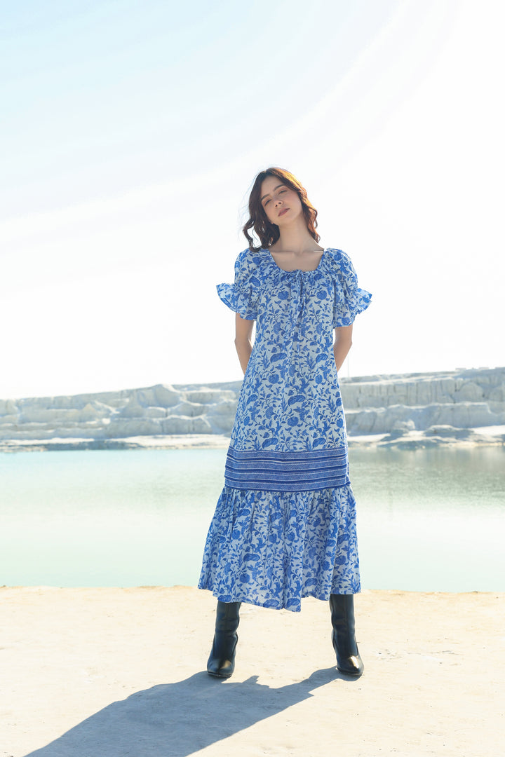 Delicate ocean darling tier Maxi dress