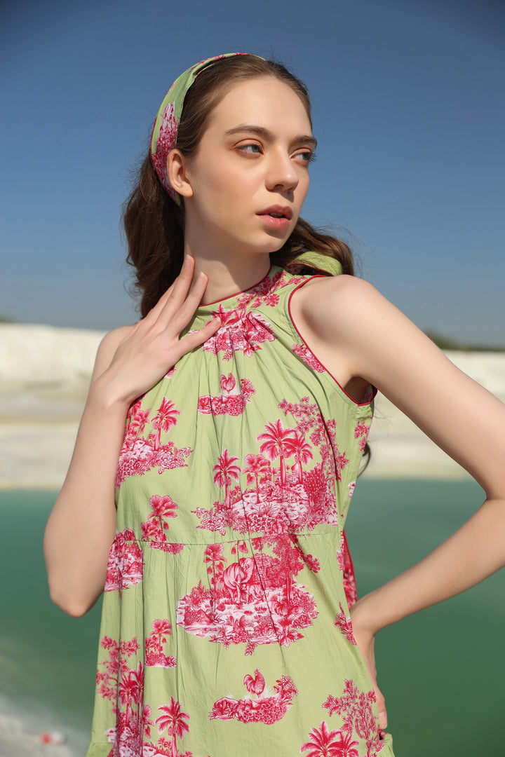 Green summery tier Maxi dress