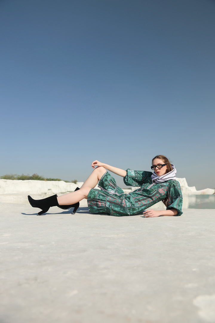 Greeny beach tier Midi dress