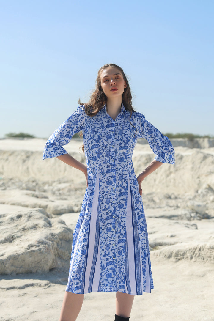 Ocean classic floral Midi dress