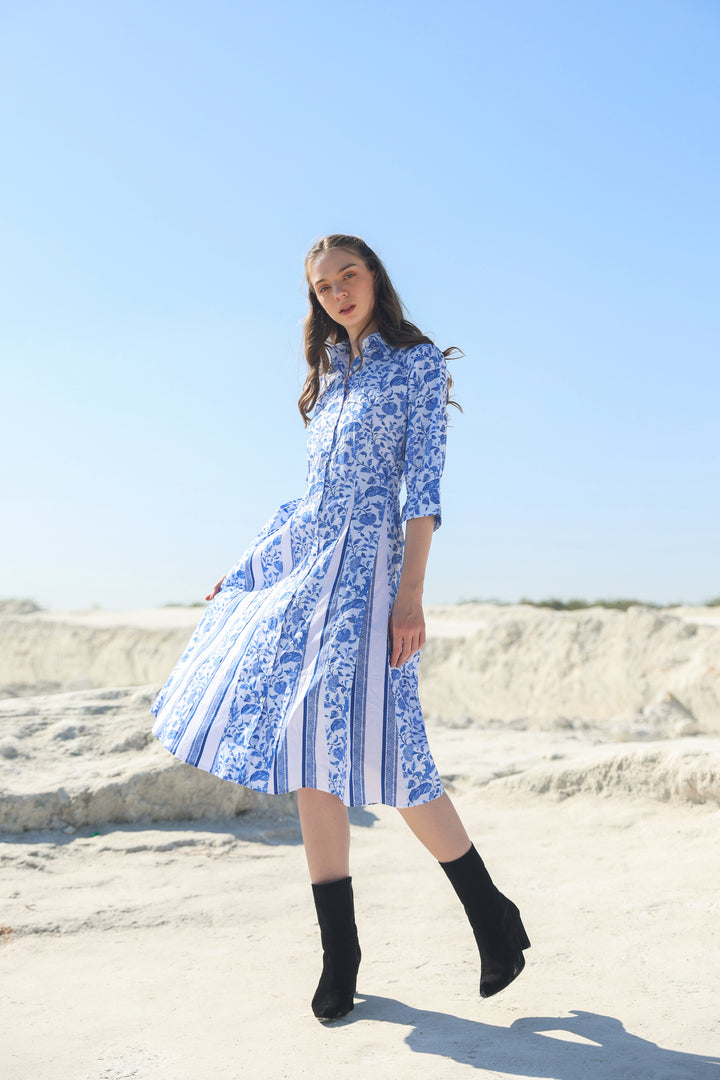 Ocean classic floral Midi dress