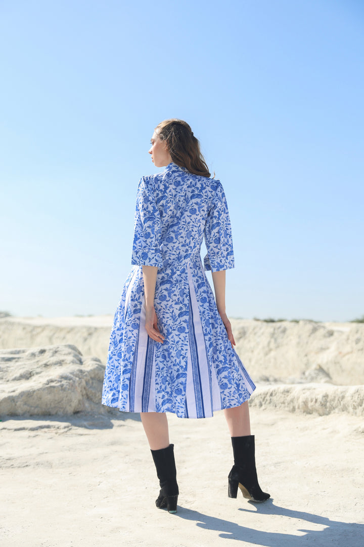 Ocean classic floral Midi dress