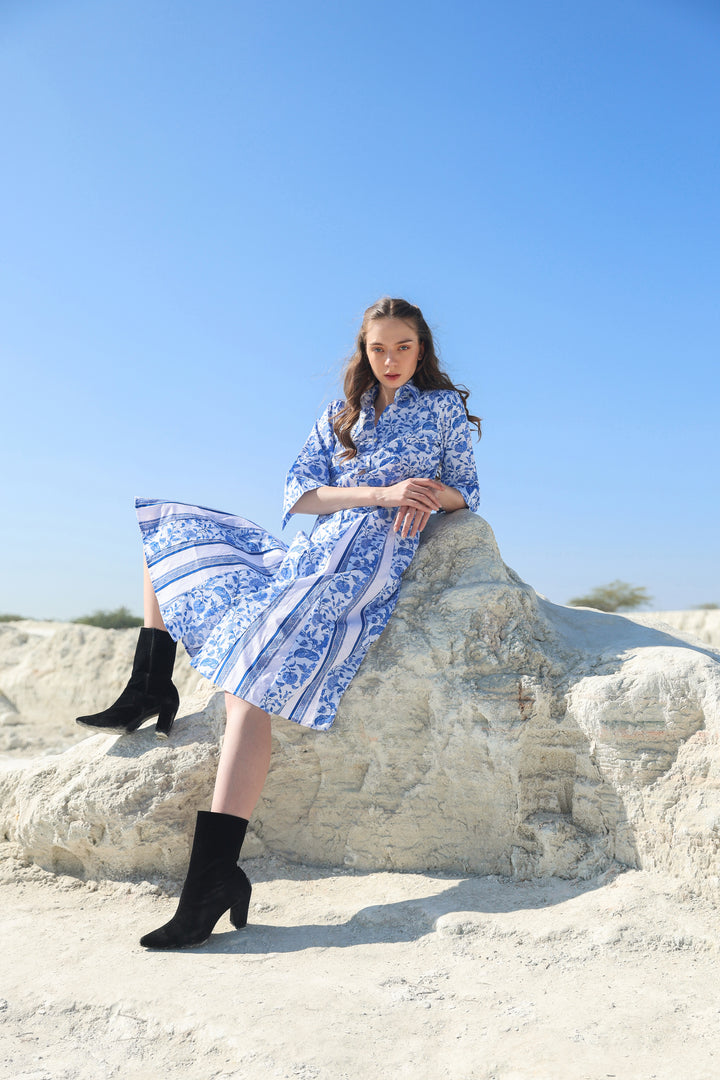 Ocean classic floral Midi dress