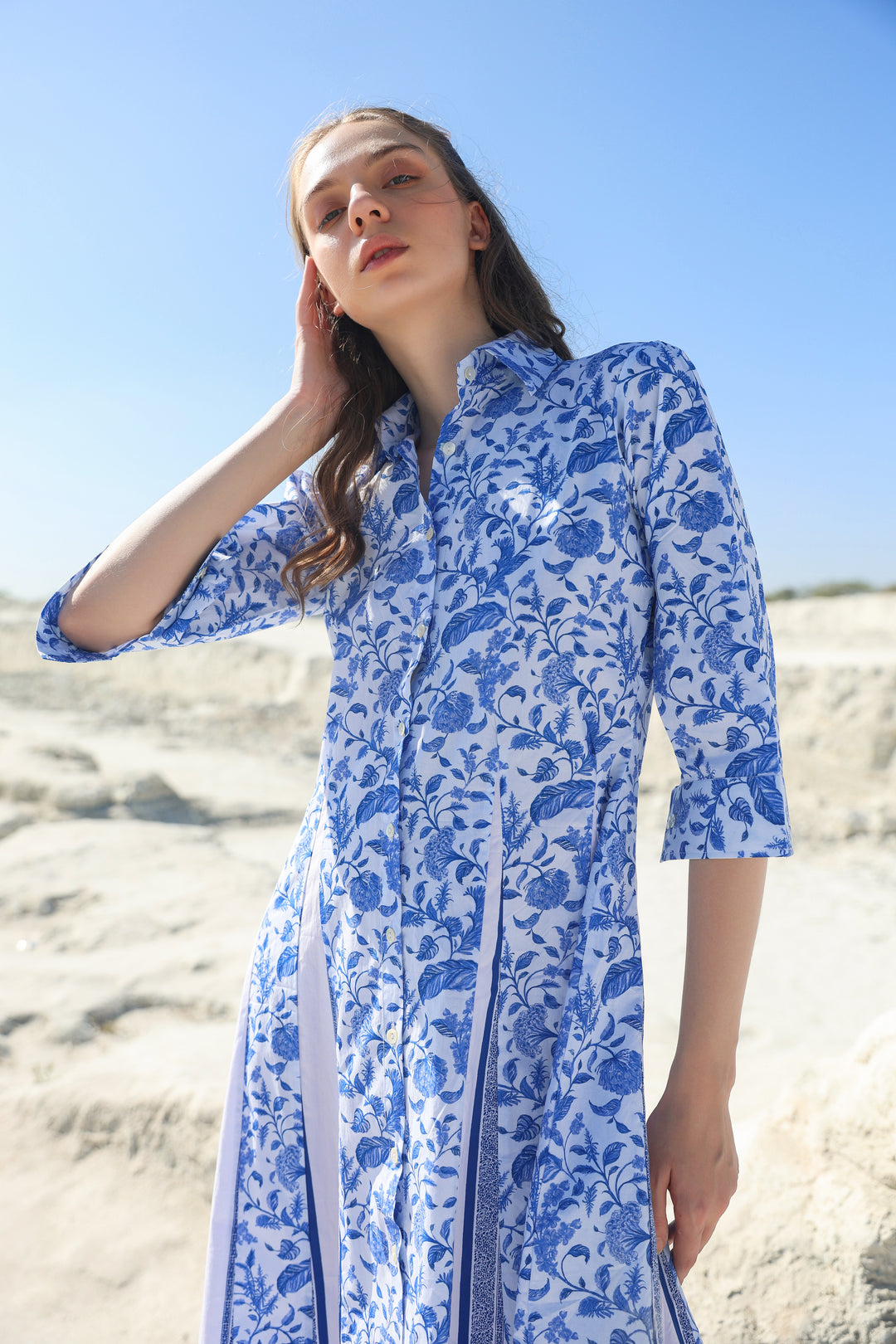 Ocean classic floral Midi dress
