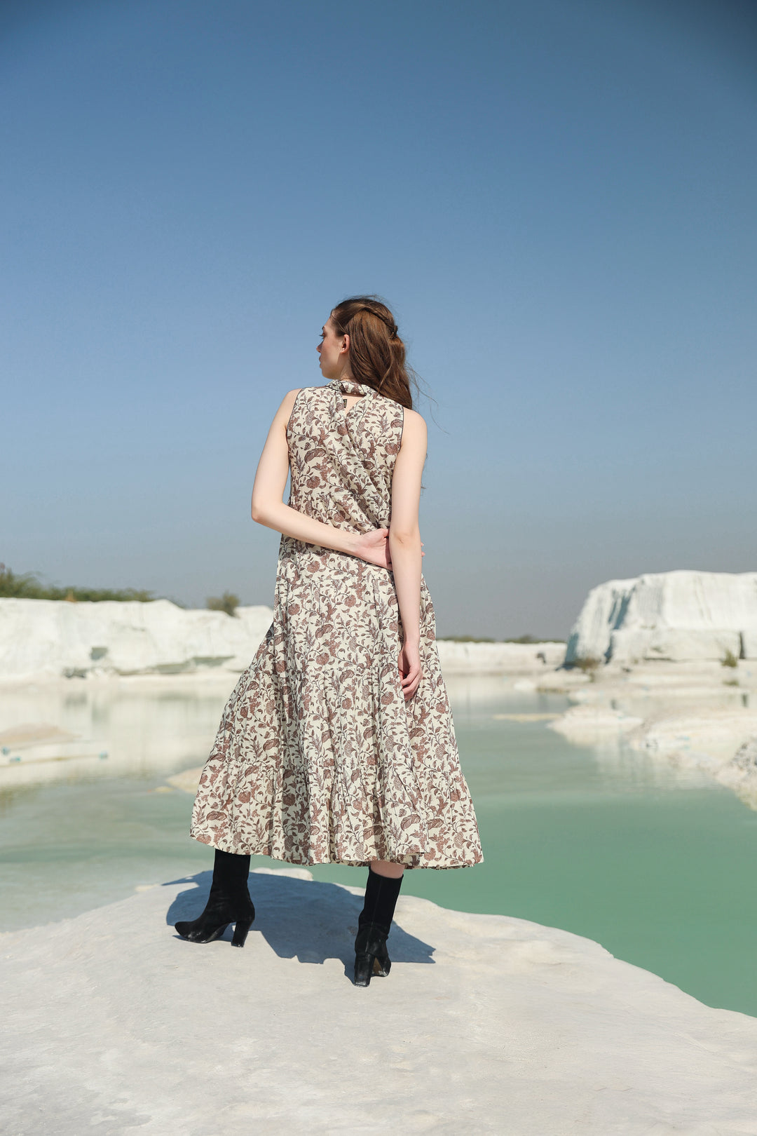 Mocha Dream Garden tier maxi dress
