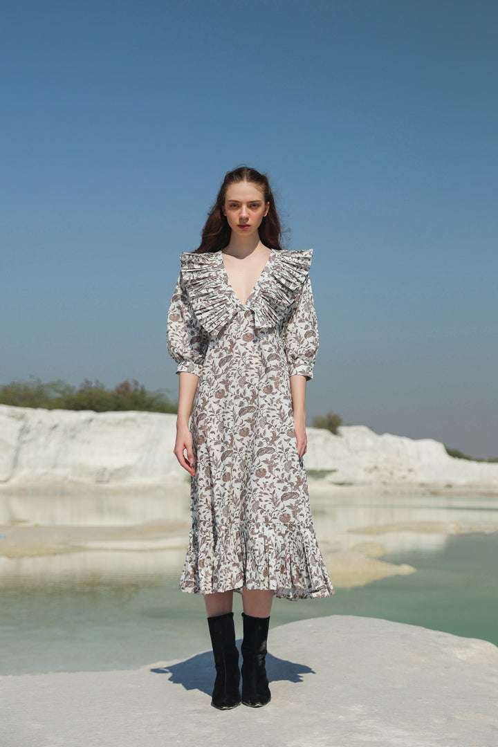 Delicate ruffled tier maxi dress