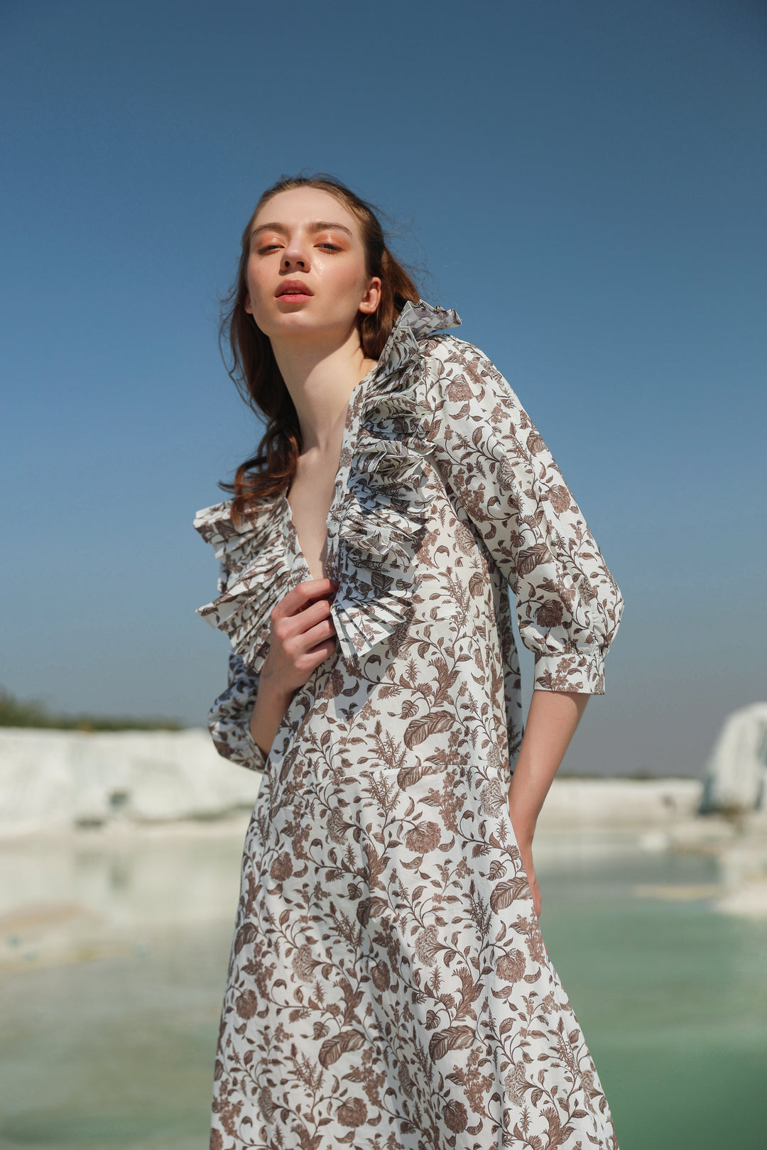 Delicate ruffled tier maxi dress