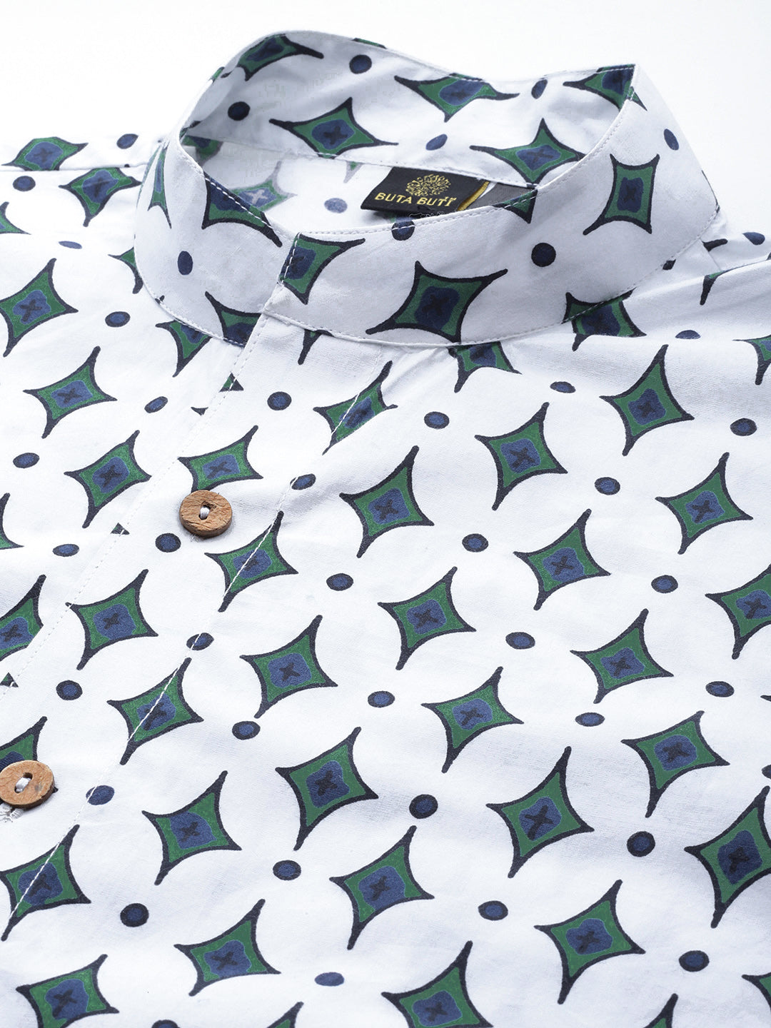 Green Color Floral Printed Pure Cotton Three-Quarter Sleeves Co-Ords