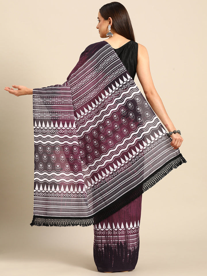 Buta Buti Maroon Colour Floral Printed Pure Cotton Saree With Unstitched Blouse And Lace